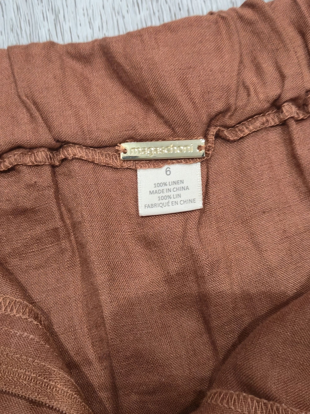Magaschoni 100% Linen Cargo Midi Skirt Size 6 Rust Brown Utility Maxi Skirt - Picture 12 of 13